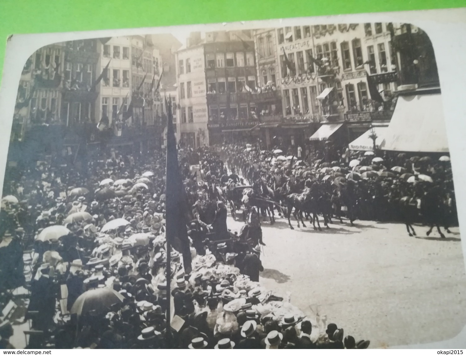 CALÈCHE ACCOMPAGNÉE DE CAVALIERS FOULE BELGIQUE CARTE - PHOTO CARTE POSTALE  À DOS NON DIVISÉ CPA + 2 CP FUNÉRAILLES ROI - Koninklijke Families