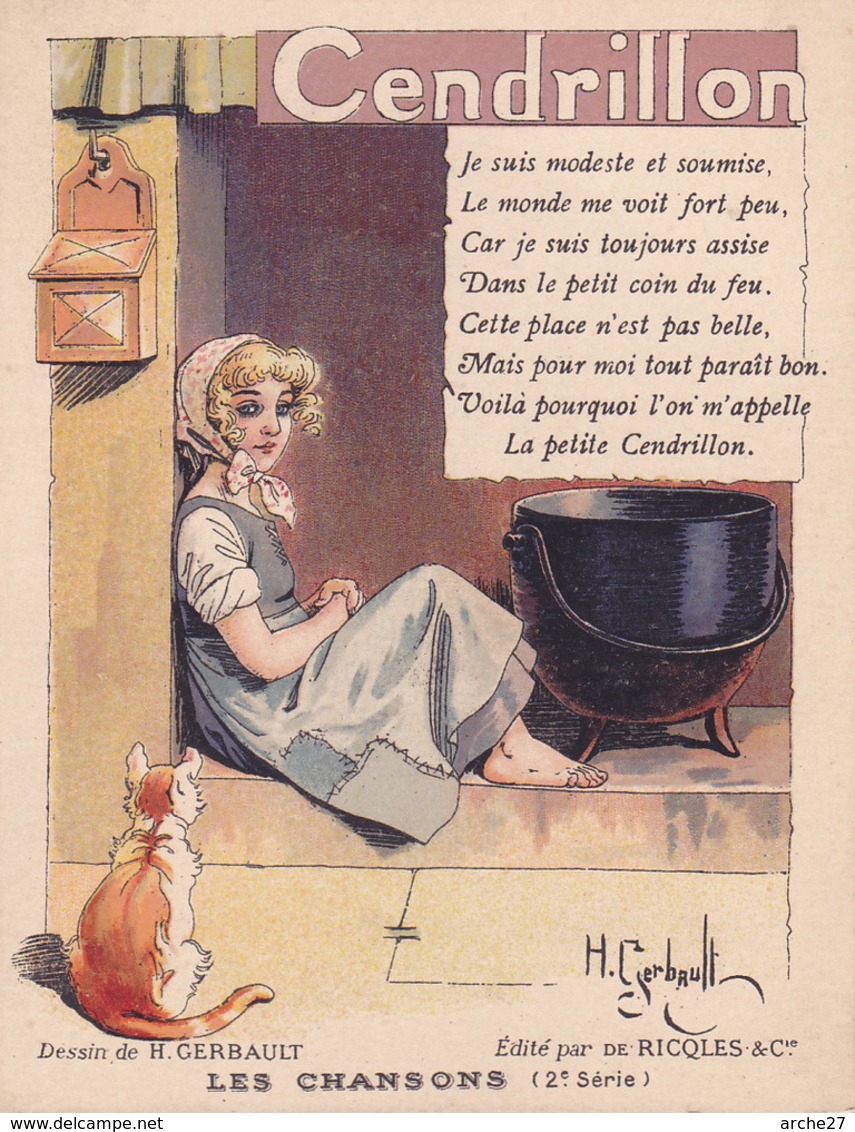 CHROMO - RICQLES - Illustrateur - H. GERBAULT - Cendrillon - Publicité - Autres & Non Classés