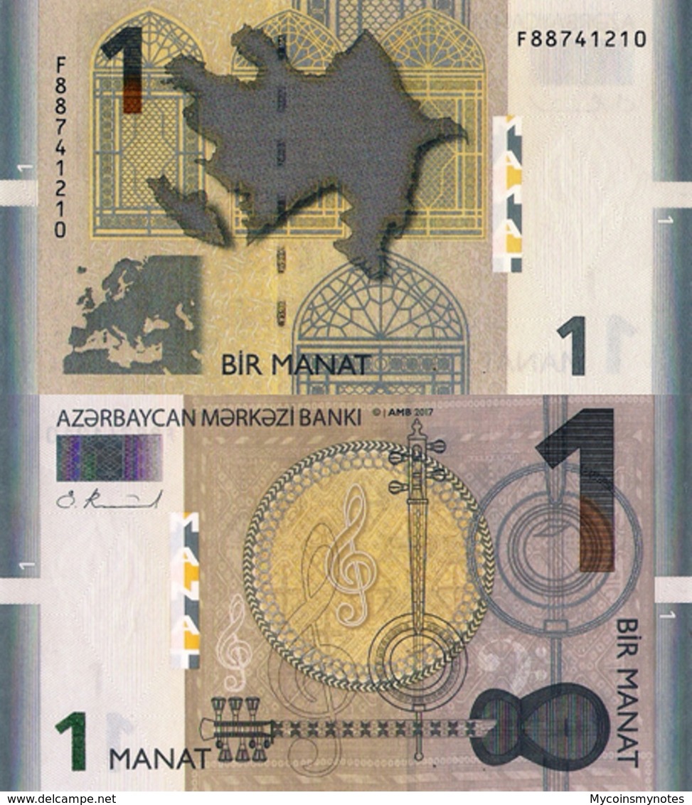 AZERBAIJAN, 1 MANAT, 2017/2018, P31b, UNC - Azerbaïjan