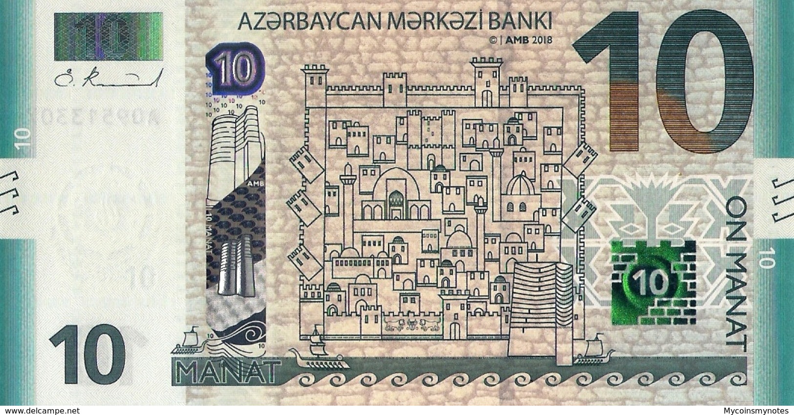 AZERBAIJAN, 10 MANAT, 2018/2019, P27b, UNC - Azerbeidzjan