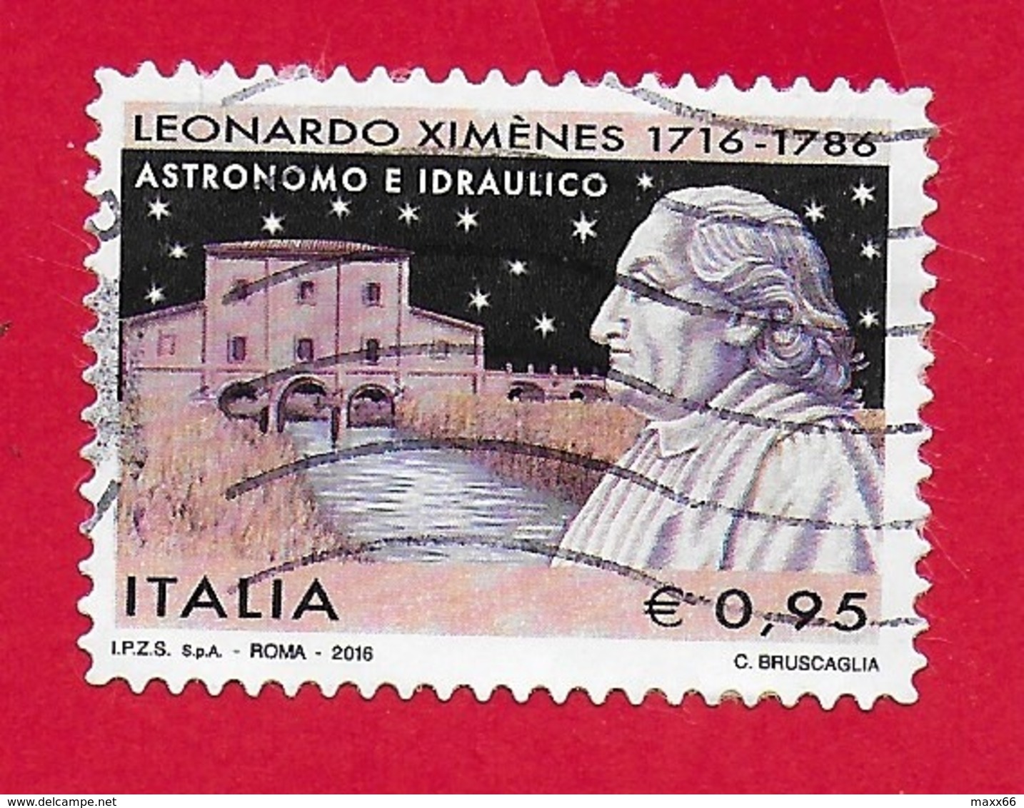 ITALIA REPUBBLICA USATO - 2016 - 300º Anniversario Della Nascita Di Leonardo Ximènes - € 0,95 - S. 3743 - 2011-20: Usati