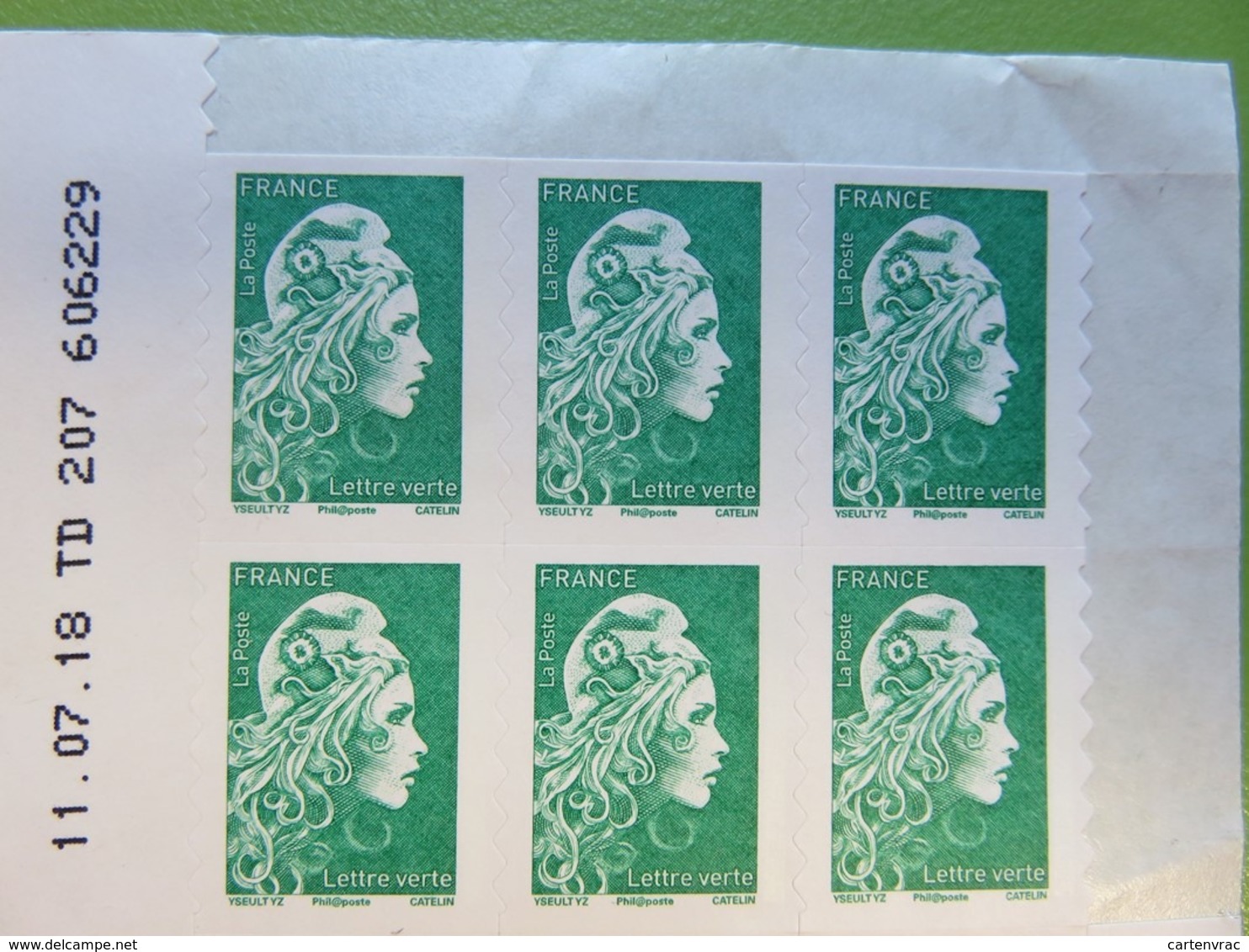 Timbre France YT 1598 AA - Coin Daté - Marianne D'Yseult Digan - L'engagée - Autocollant - Lettre Verte - Neuf - 2018 - 2010-2019