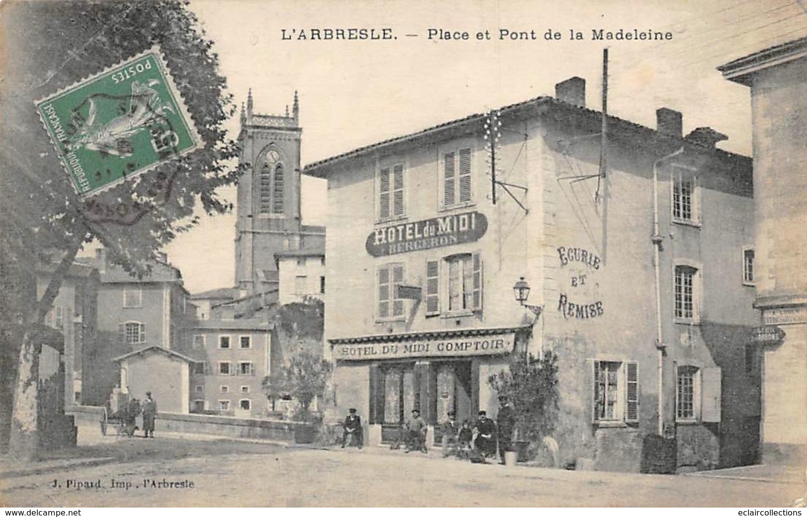 L'Arbresle      69     Place Et Pont De La Madeleine. Hôtel Du Midi     (voir Scan) - L'Abresle