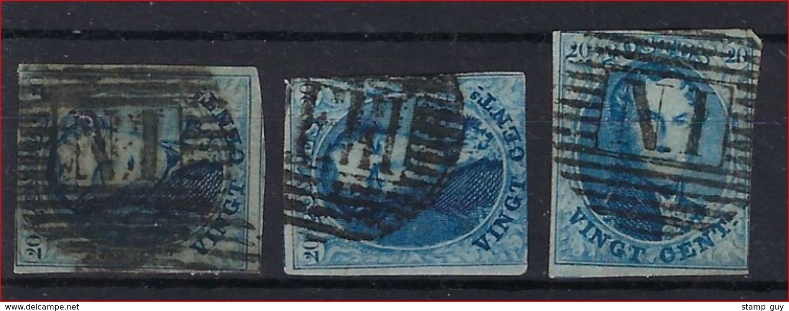 Medaillon 20 Cent 3 X Met ZELDZAME AMBULANT - Afstempelingen ; Staat Zie Scan ! - 1858-1862 Medaillen (9/12)