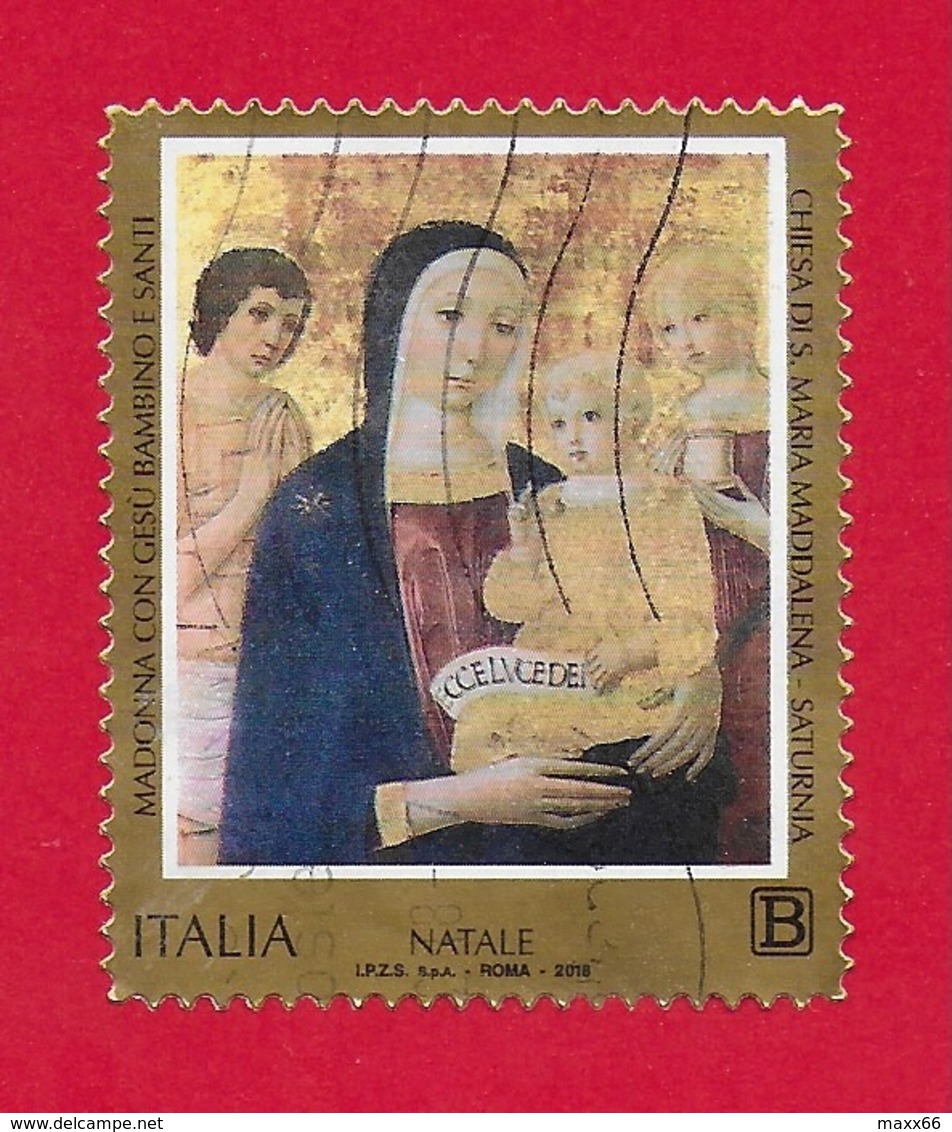 ITALIA REPUBBLICA USATO - 2018 - NATALE RELIGIOSO - Madonna Con Gesù Bambino Di Benvenuto Di Giovanni - € B - S. 3861 - 2011-20: Usati