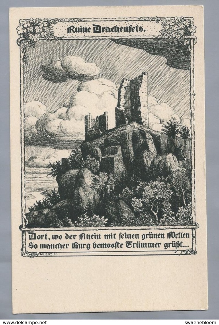 DE.- RUINE DRACHENFELS. Deutsche Burgen. Nr. 183: Die Ruine Drachebfels. W. LENZ. - Winterberg