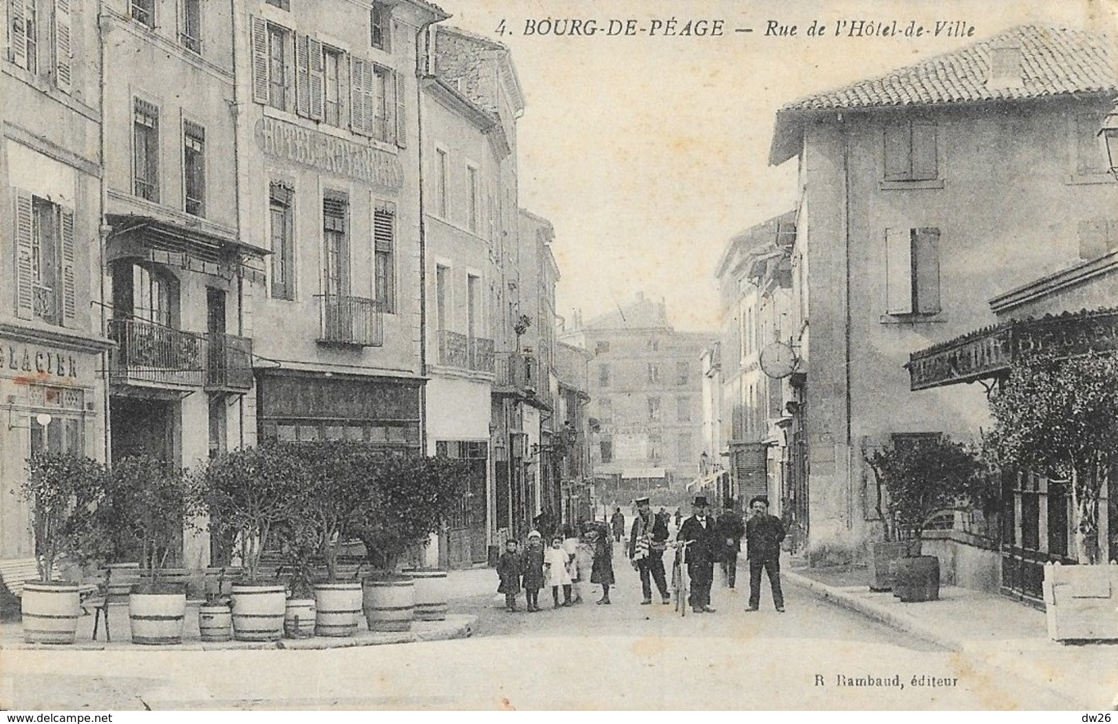Bourg-de-Péage (Drôme) Rue De L'Hôtel De Ville, Glacier - Edition R. Rambaud - Carte Animée N° 4 - Bourg-de-Péage