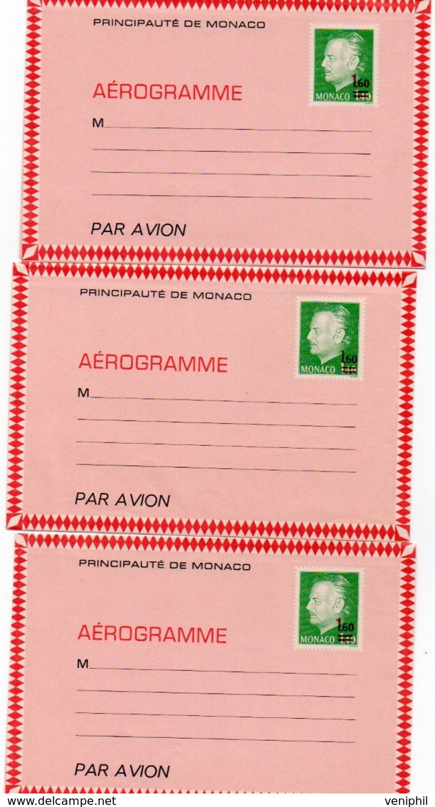 MONACO - LOT DE 3 AEROGRAMMES N° 502 - ANNEE 1976 - Ganzsachen