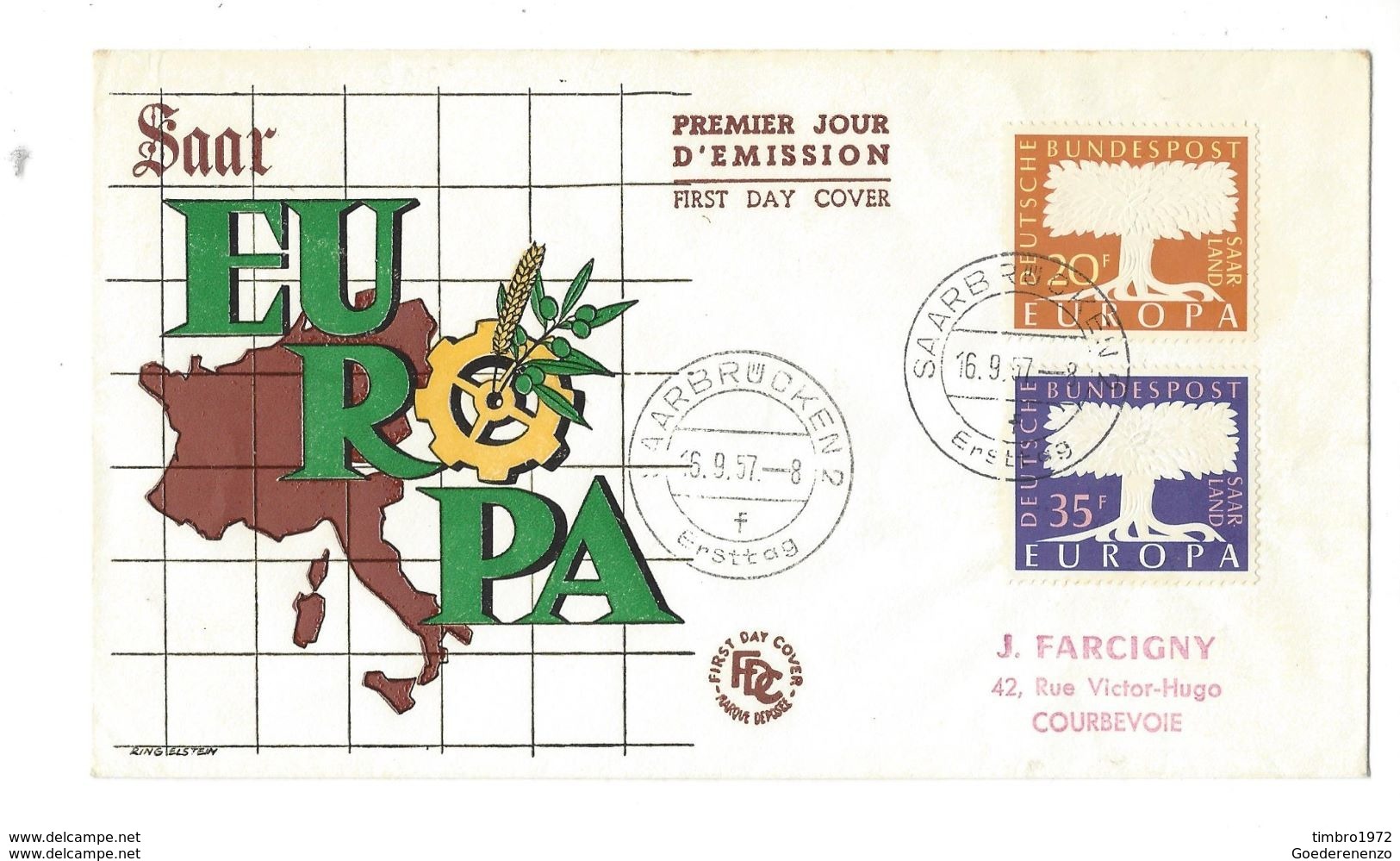 1 FDC Duitsland - 1957