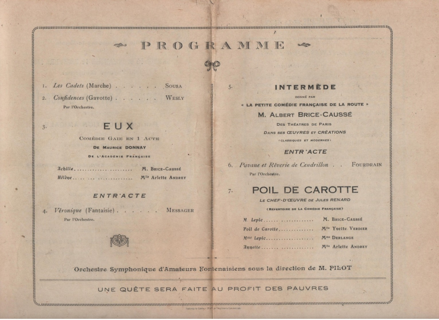 Association Amicale  Des Anciens Elèves Du Collège Et De L Ecole Primaire Supérieure De Fontenay Le Comte - Programmes