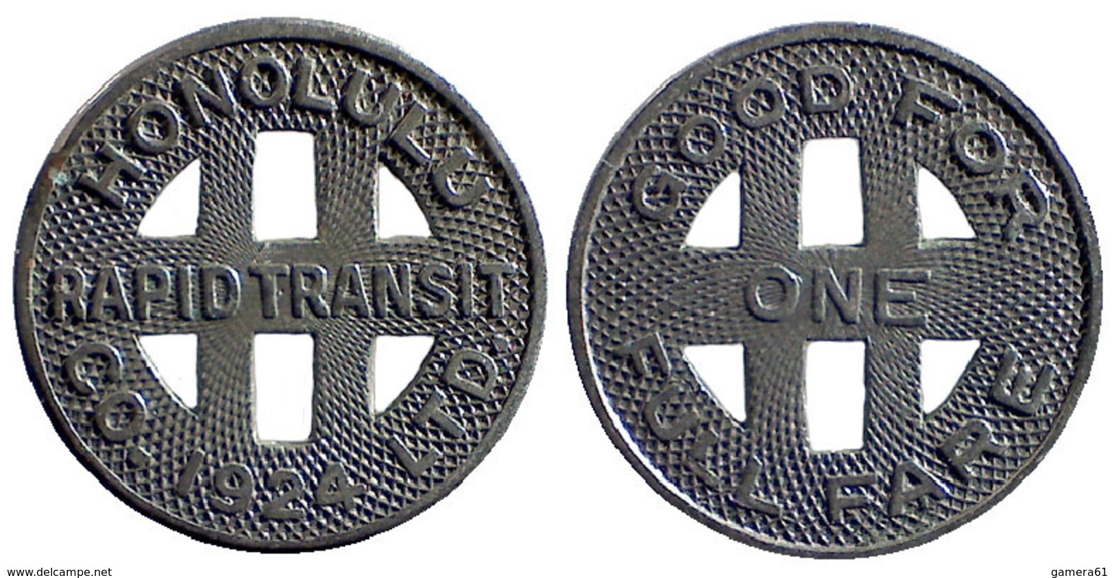 05358 GETTONE TOKEN JETON TRASPORTO TRANSIT HONOLULU RAPID TRANSIT COMPANY CO. LTD. 1924 - Other & Unclassified