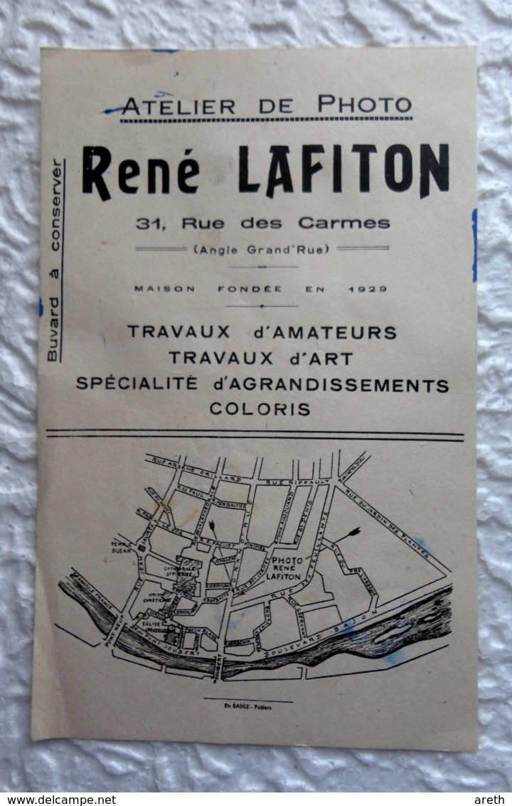 Buvard  Atelier De Photo René LAFITON à Poitiers (Vienne) - Autres & Non Classés