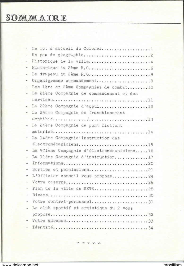 Livret Présentation Du 2eme Régiment Du Génie, METZ (57) - Altri & Non Classificati