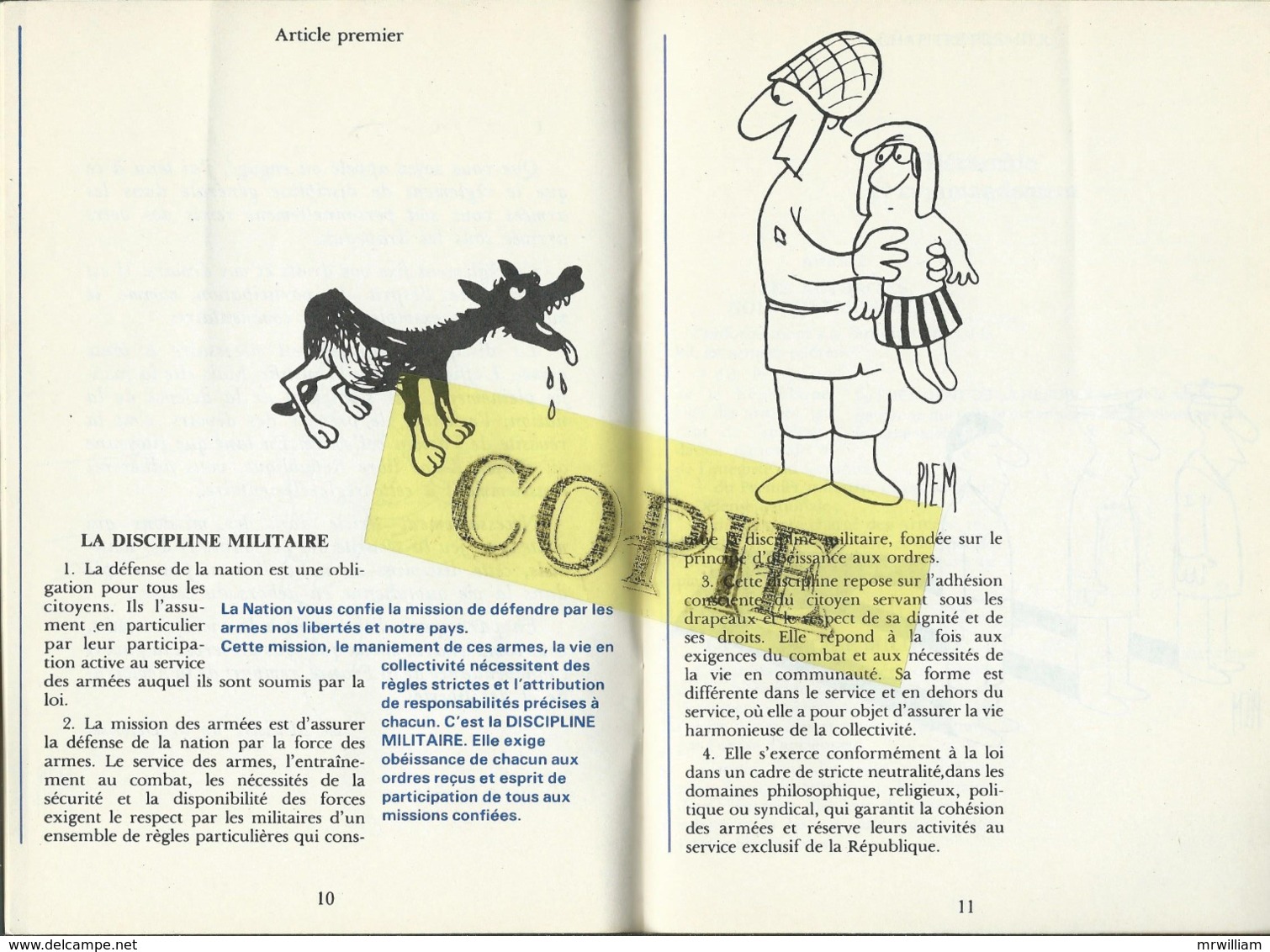 Réglement De Discipline Générale Dans Les Armées (Ministère De La Défense) 1990, Illustré Par Piem - Andere & Zonder Classificatie