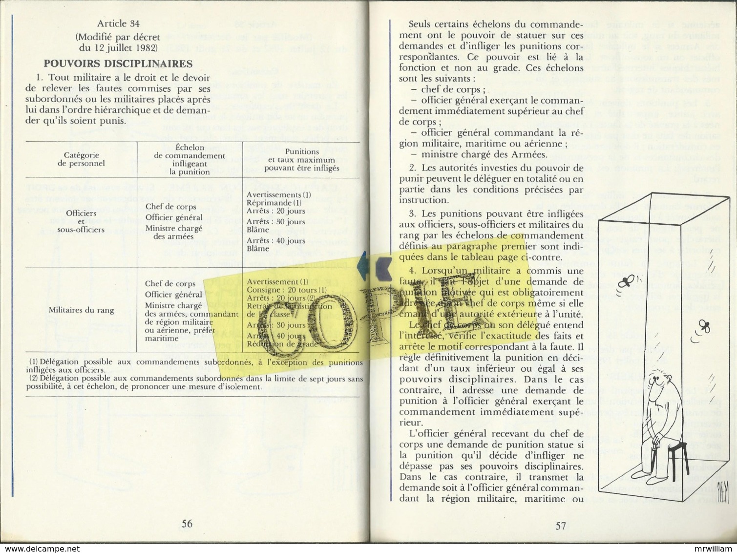 Réglement de Discipline Générale dans les Armées (Ministère de la Défense) 1990, illustré par Piem