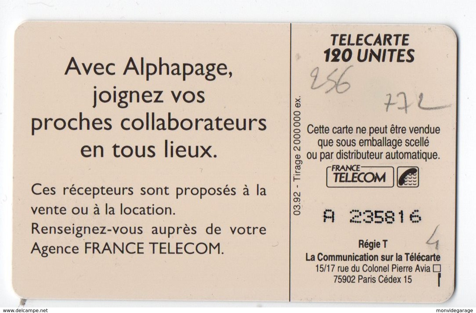 F256 772 - Alphapage - 1992