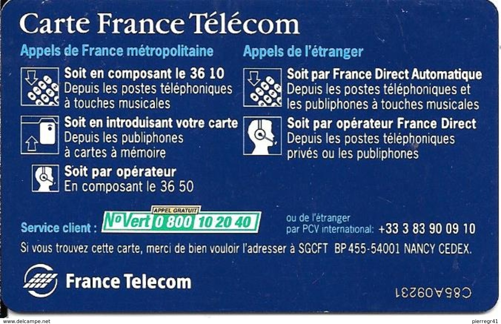 1-CARTE FRANCE TELECOM-PUCE SOL B-INTERNATIONALE- BE - Pastel