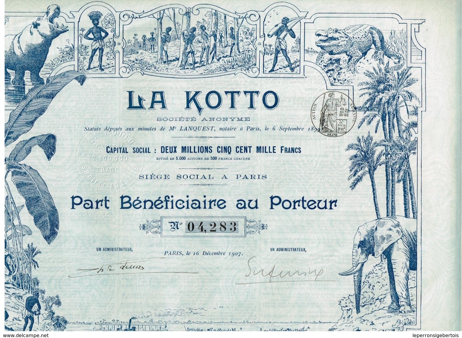 Titre Ancien - La Kotto - Société Anonyme - Titre De 1907 - Déco - Africa