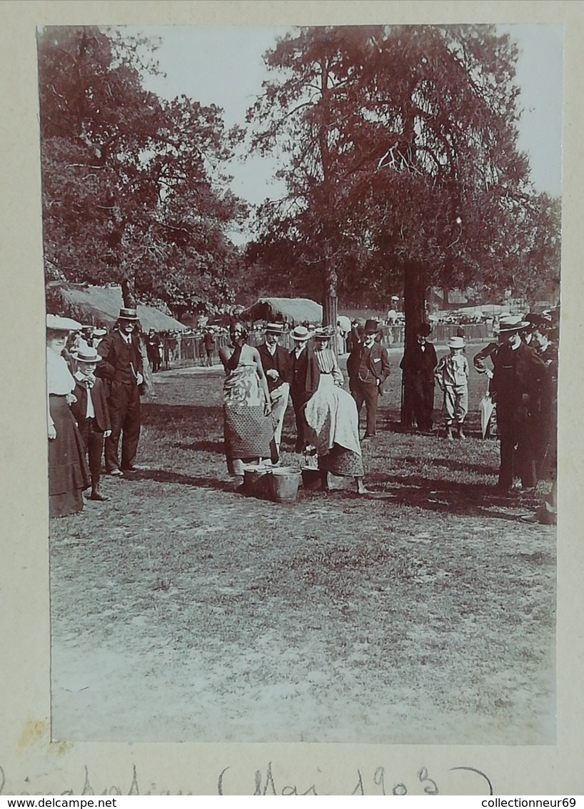 2 photos originales ACHANTIS jardin d’acclimatation Mai 1903 village AFRICAIN en exposition à Paris