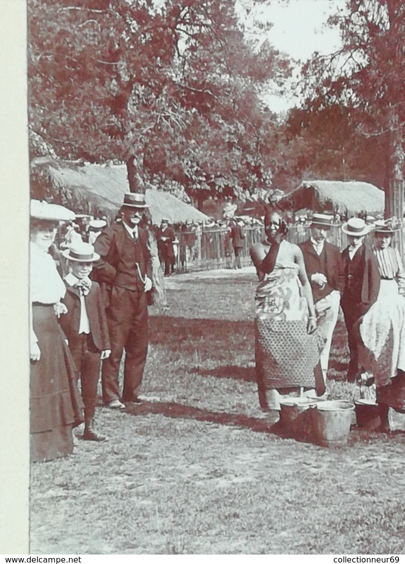 2 photos originales ACHANTIS jardin d’acclimatation Mai 1903 village AFRICAIN en exposition à Paris