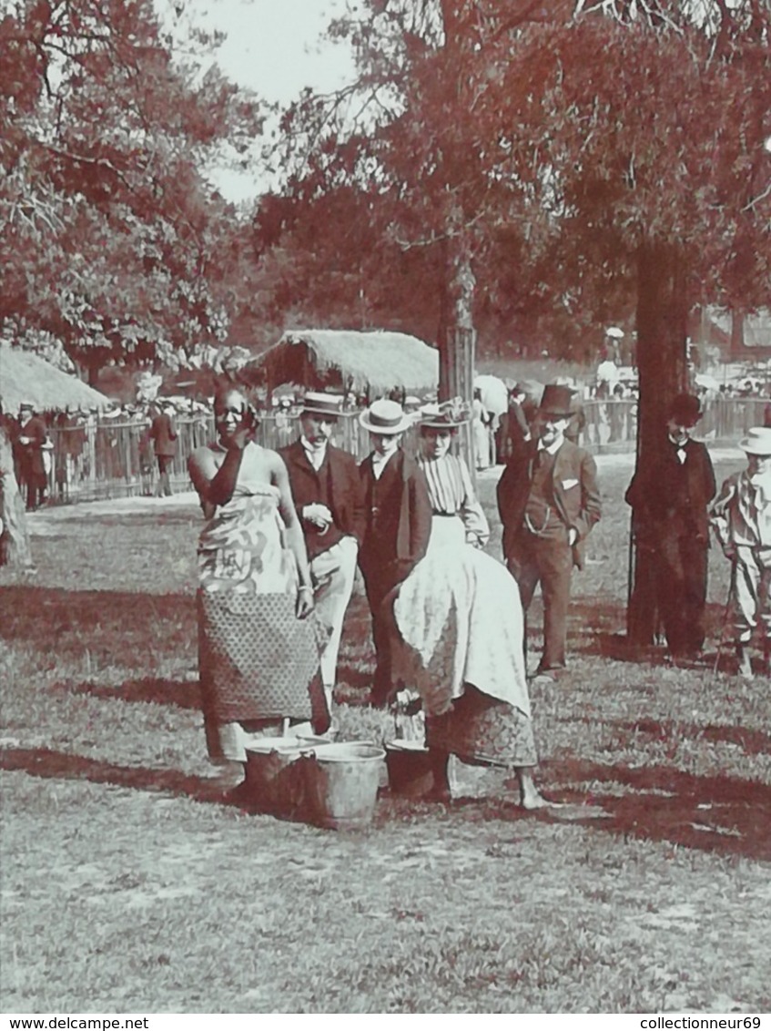 2 photos originales ACHANTIS jardin d’acclimatation Mai 1903 village AFRICAIN en exposition à Paris