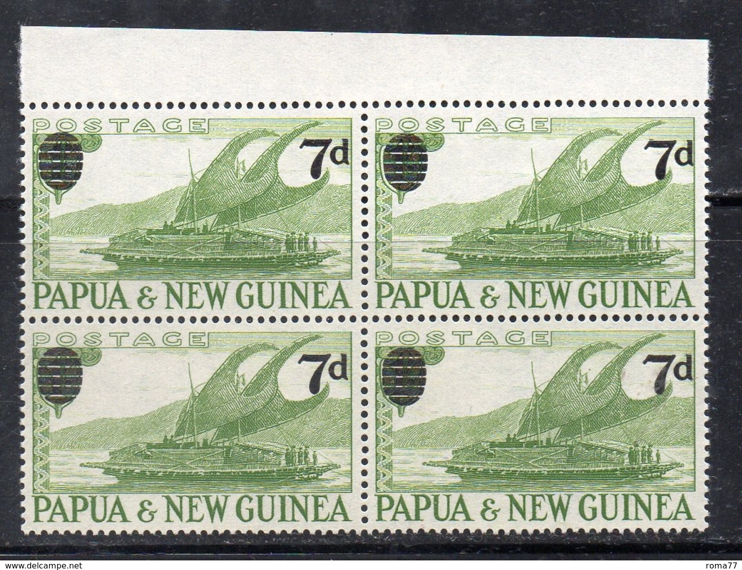 T1463 - PAPUA NUOVA GUINEA 1957 , Serie Yvert N. 17 In Fresca Quartina  ***  MNH  Barca - Papua Nuova Guinea