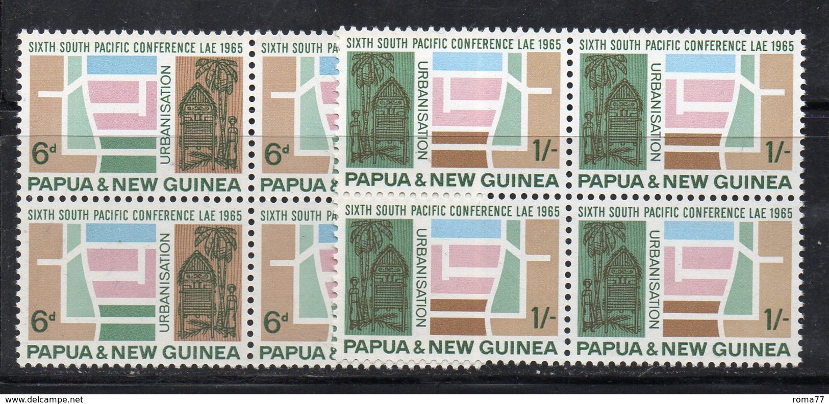 QUS - PAPUA NUOVA GUINEA 1965 , Serie Yvert N. 78/79 In Quartina  ***  MNH - Papua Nuova Guinea