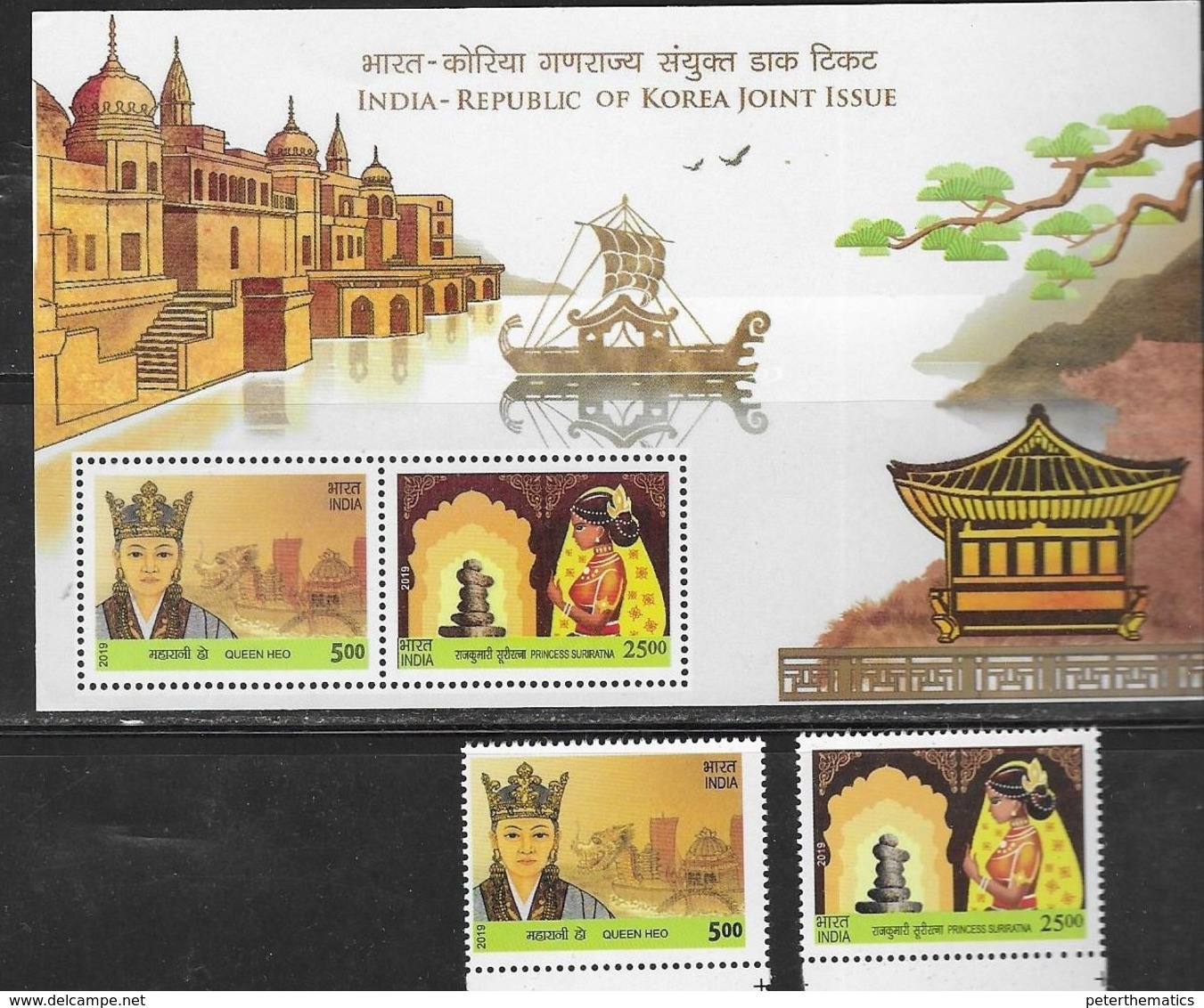 INDIA, 2019, MNH, JOINT ISSUE WITH SOUTH KOREA, SHIPS, QUEEN HEO HWANG-OK, 2v+S/SHEET - Joint Issues