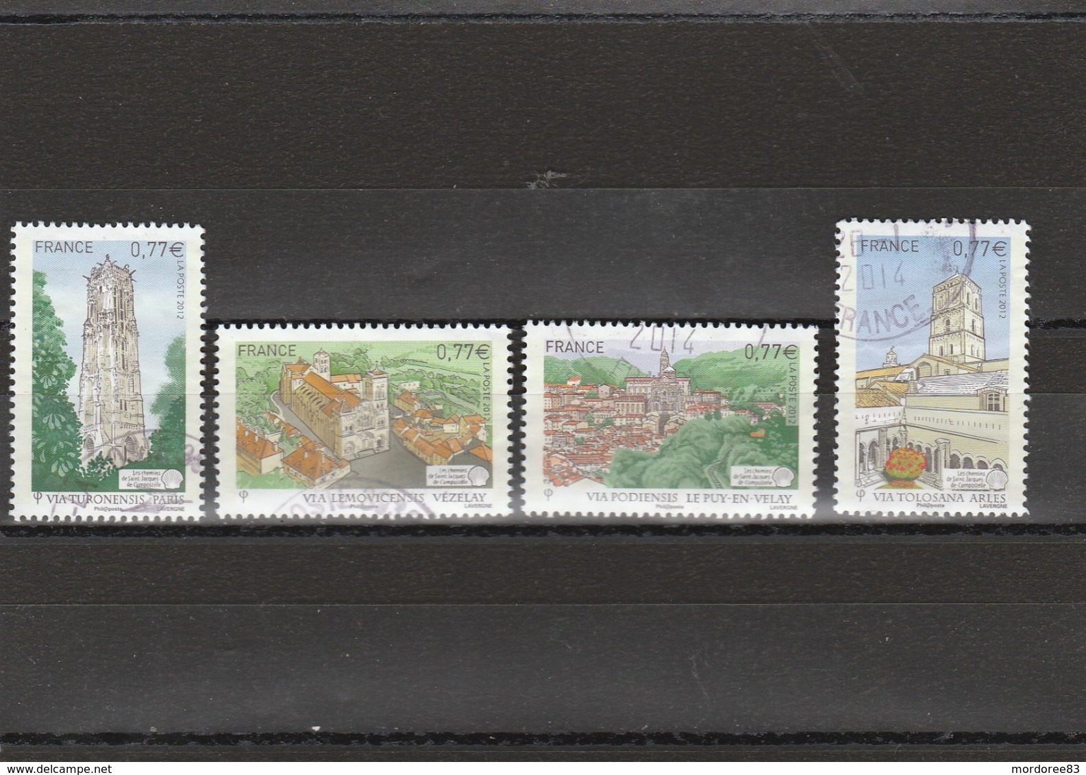 FRANCE 2012 ISSU DU BLOC LES CHEMINS DE ST JACQUES DE COMPOSTELLE  YT 4641 A 4644 - OBLITERE- - Gebraucht