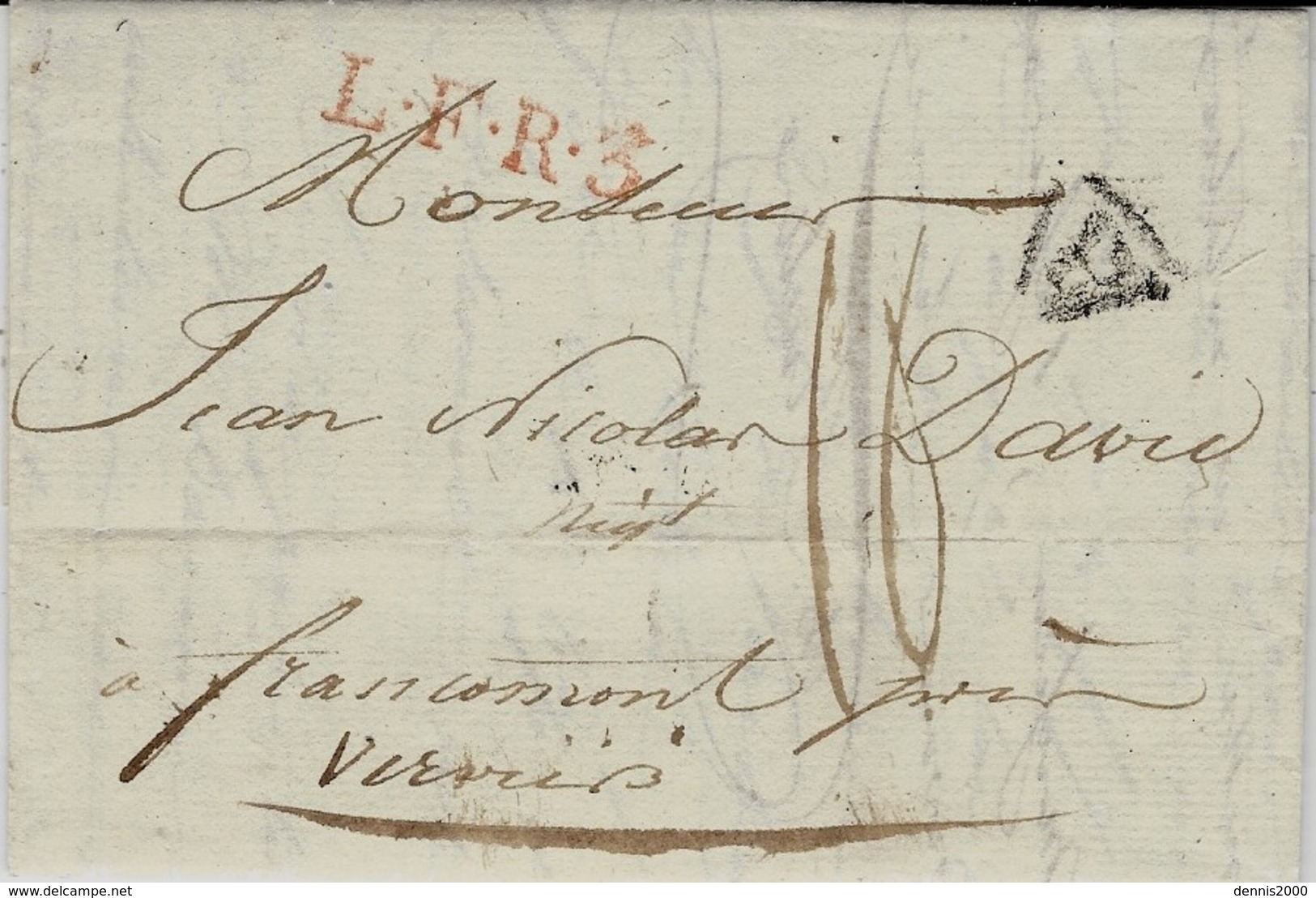 1819- Letter From Paris To Francomont -L.RF.R.3 Red +  Back, FRANKRYK / OVERDINANT - 1815-1830 (Période Hollandaise)