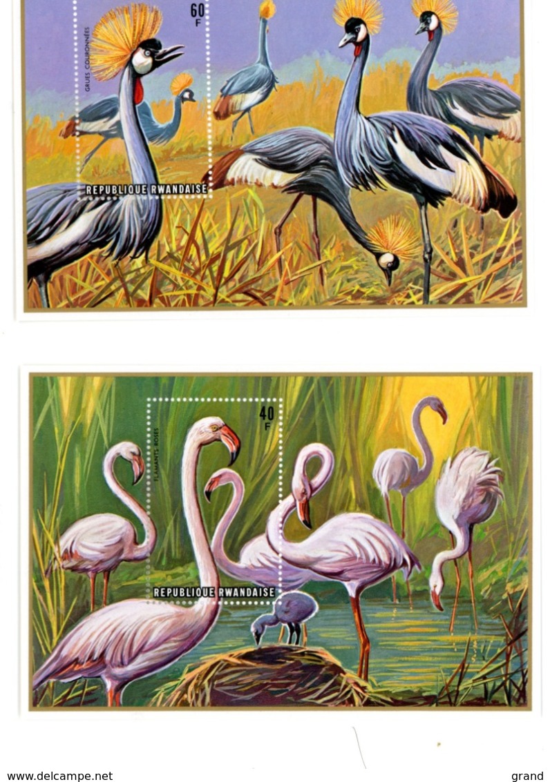 Rwanda 1975-Oiseaux,Flamant Rose,grue Couronnée-B59/60***MNH - Kraanvogels En Kraanvogelachtigen