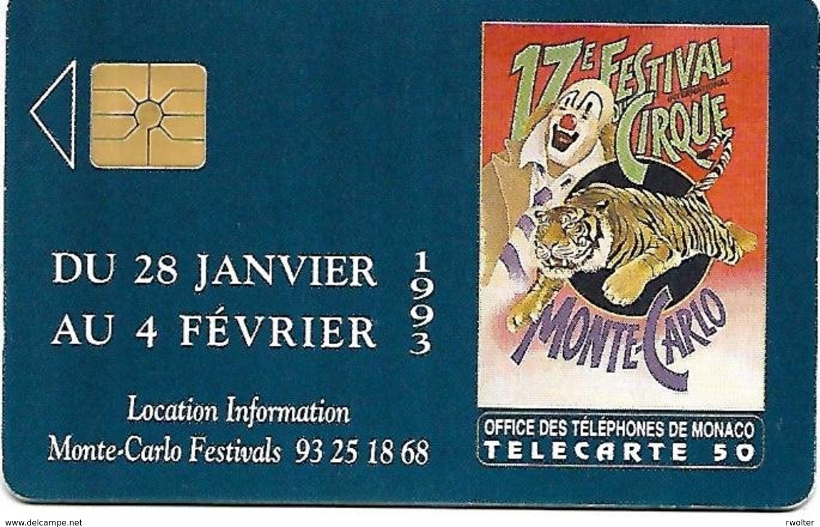 @+ Monaco - 17e Festival Du Cirque (serie 005 Avec Second Logo Moreno) - Ref: MF25 - Monaco