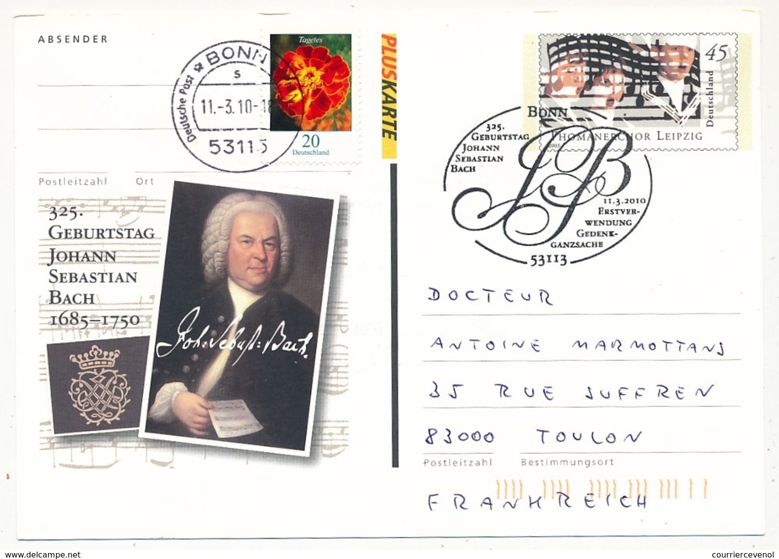 ALLEMAGNE - 2 Cartes Postales - Entiers Postaux Commémoratifs Anniversaire De Jean Sébastien BACH - Muziek