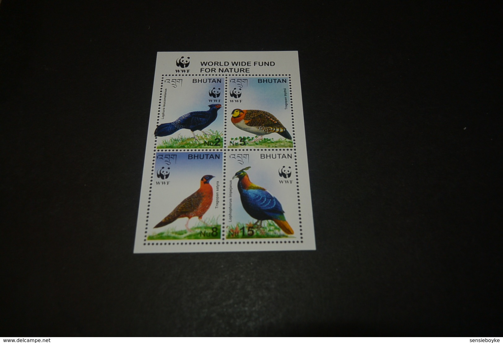 K23552-  Bloc  MNh Bhutan  2003  - WWF -  Birds - Pheasants And Tragopans - Ongebruikt