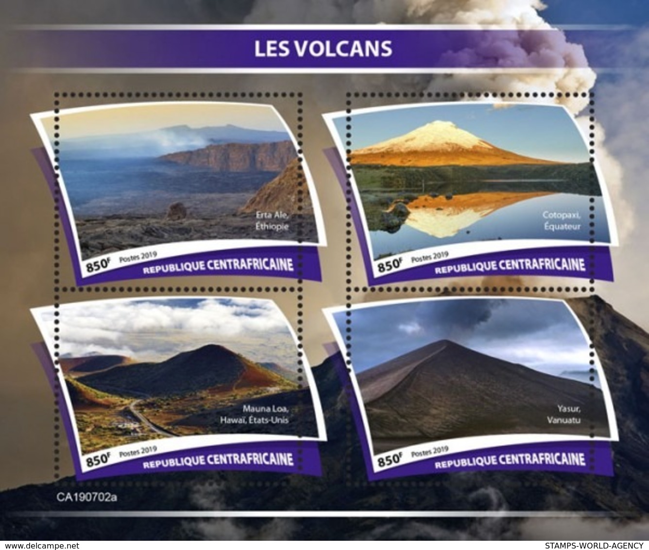 2019-10- CENTRAL AFRICAN REP -  VOLCANOES       4V    MNH** - Volcanos