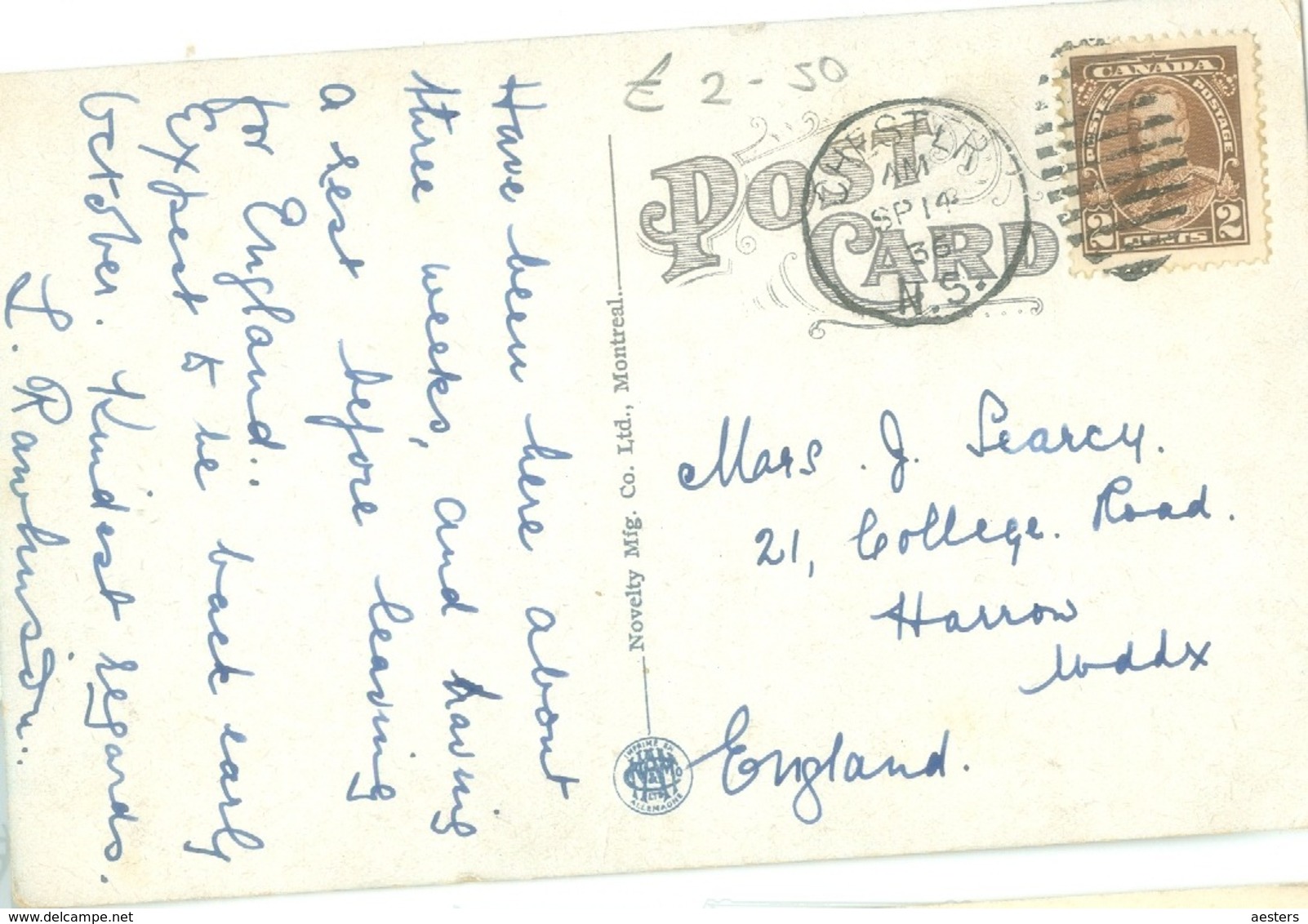 Chester 1936; Little Fish Island - Circulated. (Novelty - Montreal) - Other & Unclassified