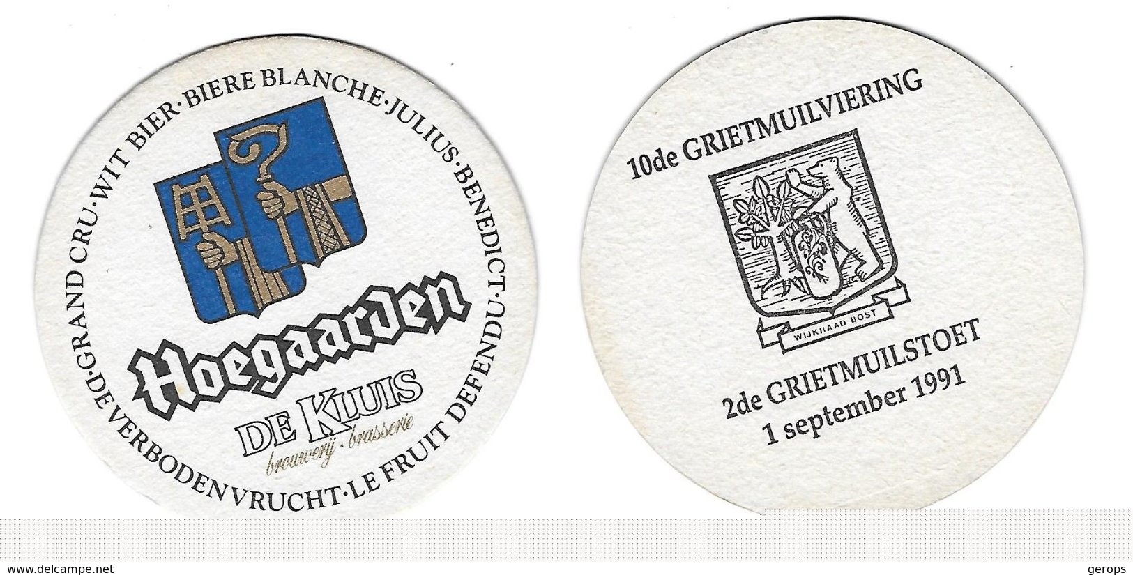 8a Brij. Hoegaarden De Kluis Rv 10de Grietmuilviering 1991 - Sous-bocks