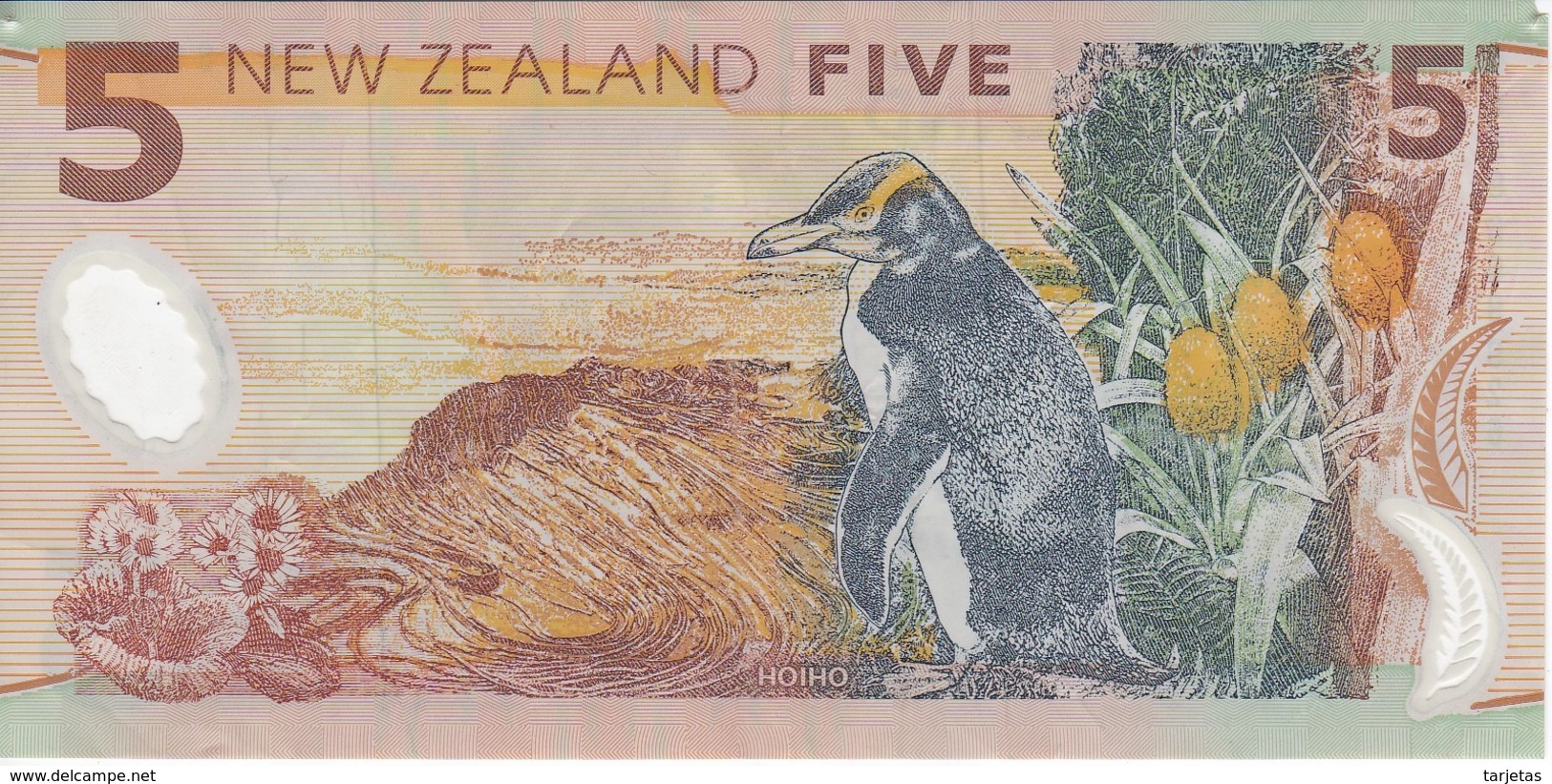 BILLETE DE NUEVA ZELANDA DE 5 DOLLARS DEL AÑO 2009 (BANKNOTE) (pinguino-penguin) - Nieuw-Zeeland