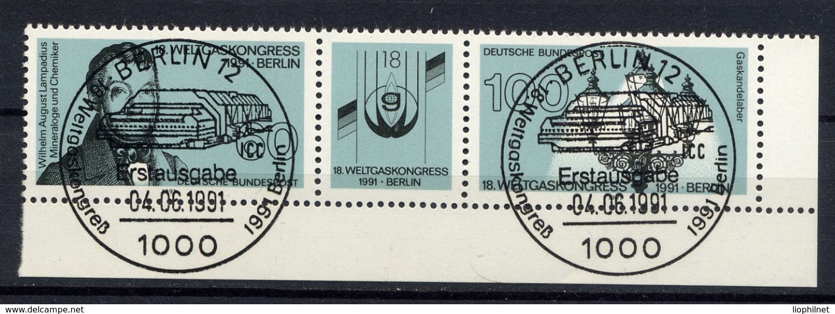 ALLEMAGNE 1991, Congrès Mondial Sur Le Gaz, 2 Valeurs, Oblitérés PJ FDC / Used,  Coins De Feuille. R2006 - Gaz