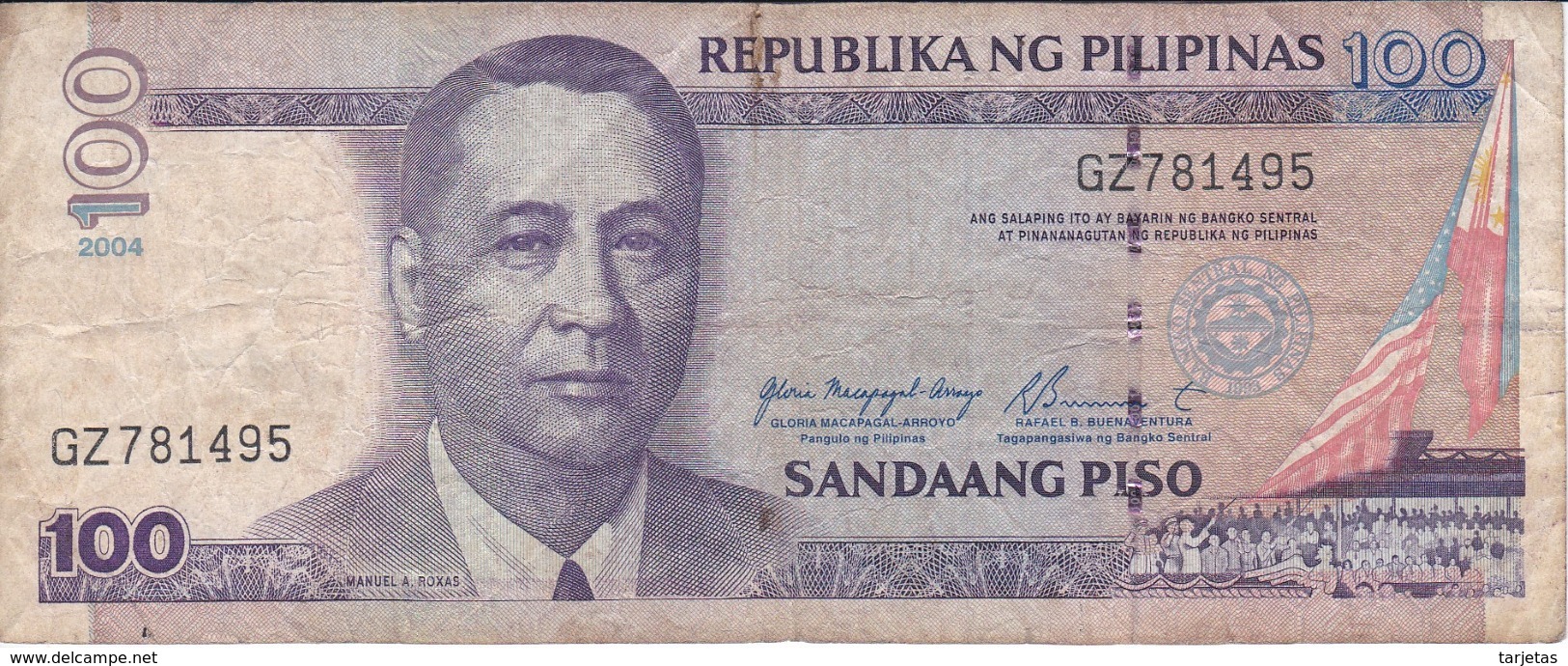 BILLETE DE FILIPINAS DE 100 PISO DEL AÑO 2004  (BANKNOTE) - Filipinas