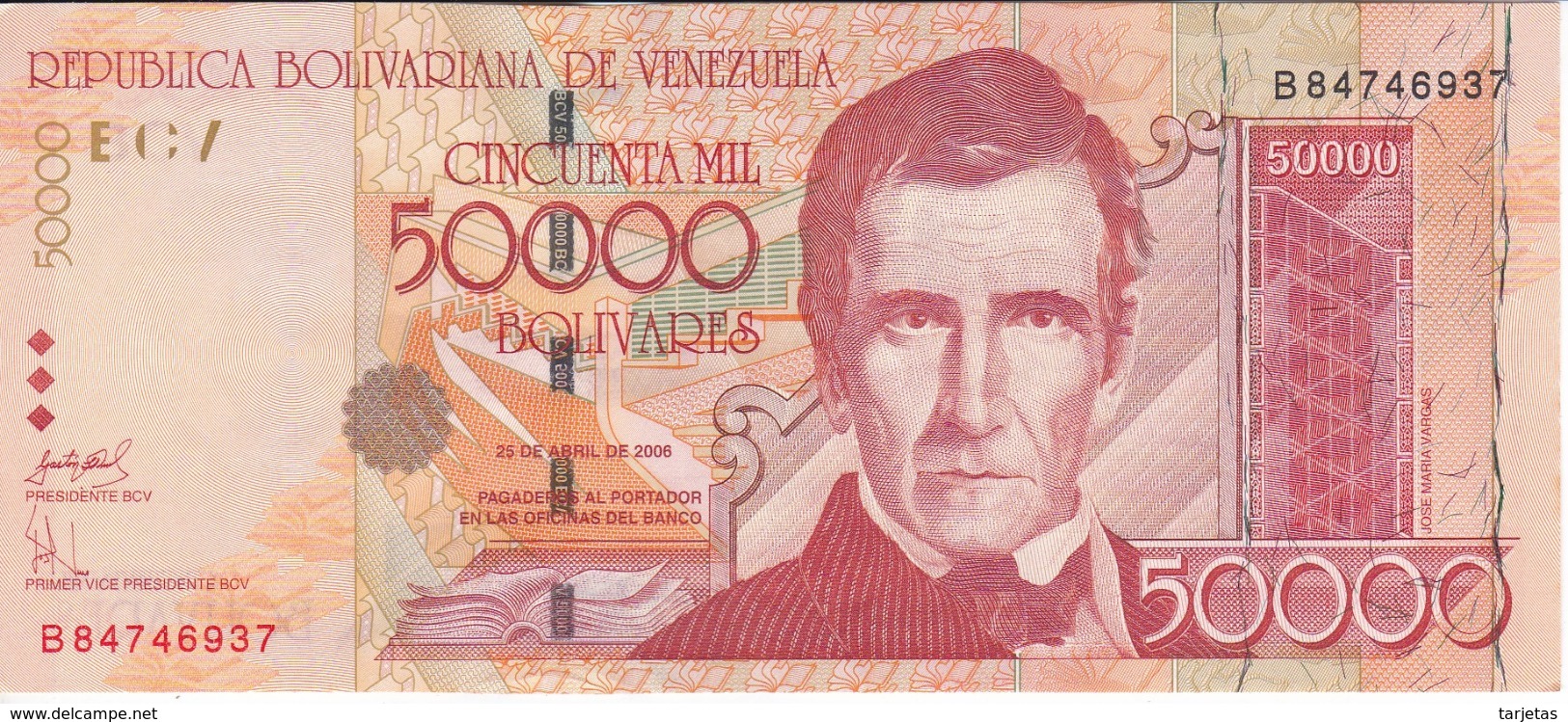 BILLETE DE VENEZUELA DE 50000 BOLIVARES DEL AÑO 2006 EN CALIDAD EBC (XF)  (BANK NOTE) - Venezuela