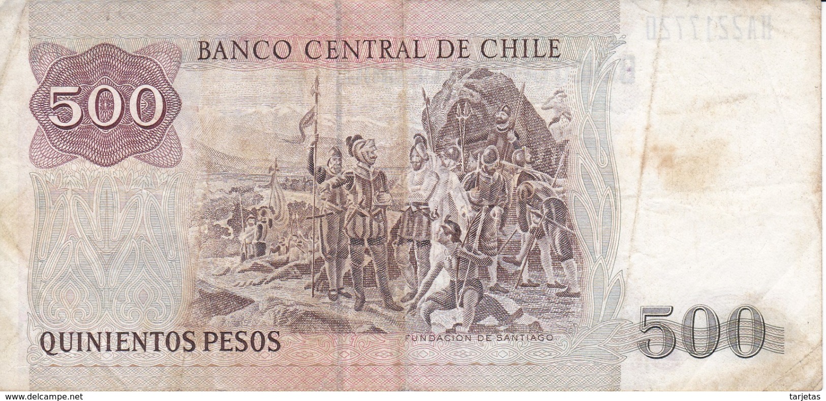 BILLETE DE CHILE DE 500 PESOS  DEL AÑO 1998  (BANKNOTE) - Chile