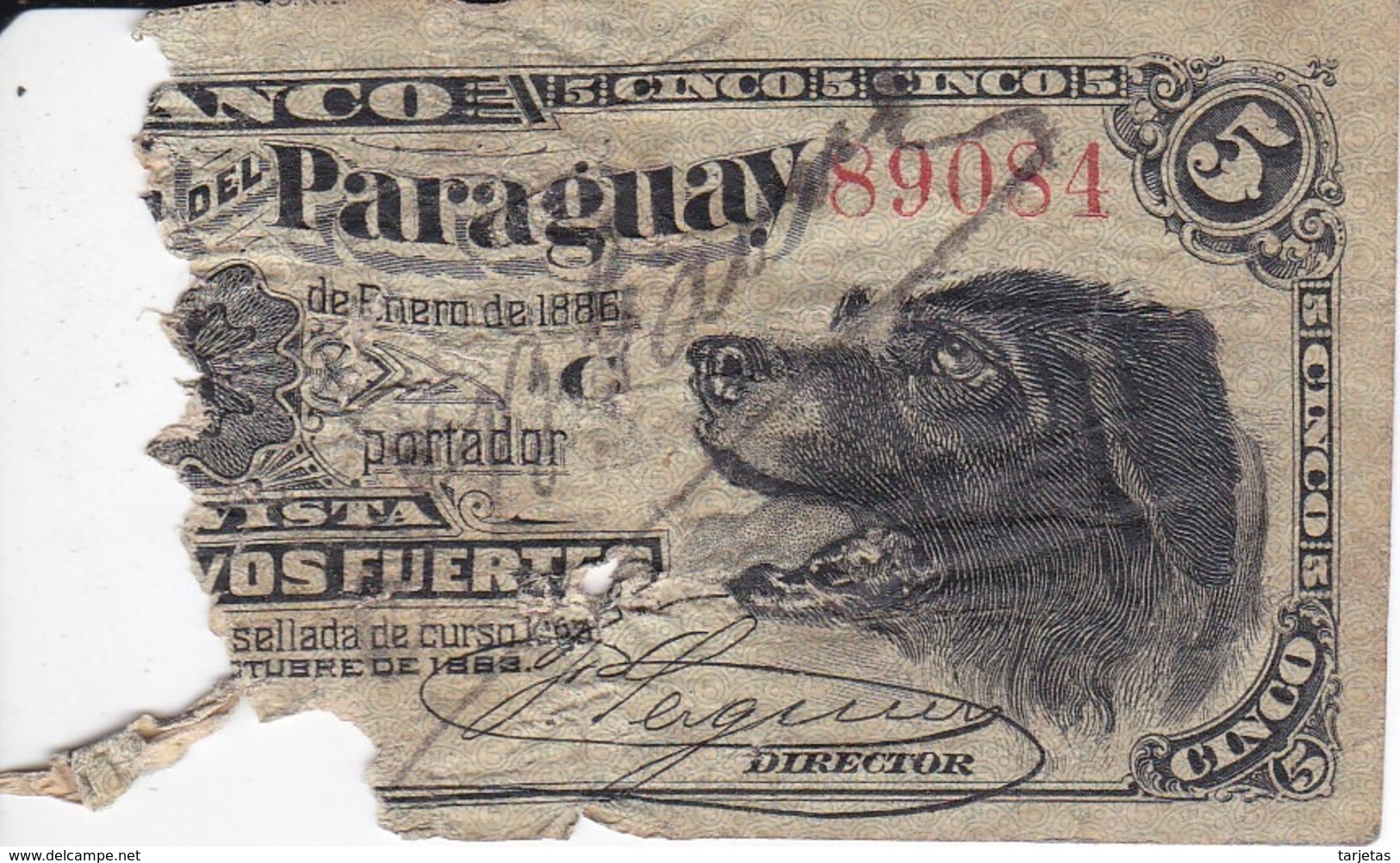 BILLETE DE PARAGUAY DE 5 CENTAVOS DEL AÑO 1886  (BANK NOTE) - Paraguay