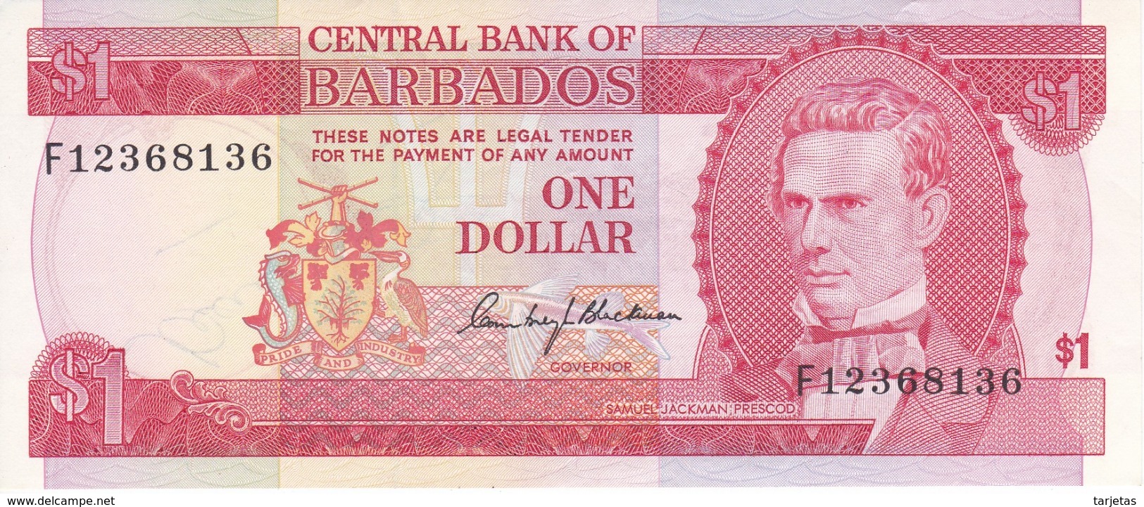BILLETE DE BARBADOS DE 1 DOLLAR DEL AÑO 1973  (BANKNOTE) - Barbados