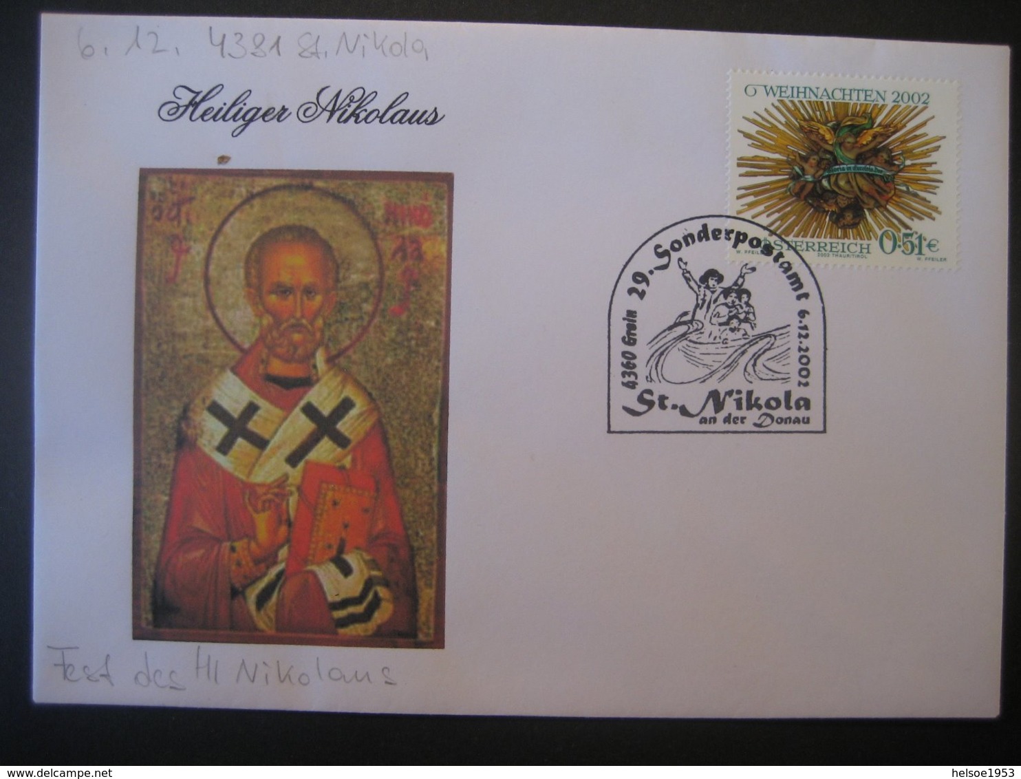 Österreich- St. Nikola/Donau 6.12.2002, 29. Sonderpostamt - Lettres & Documents