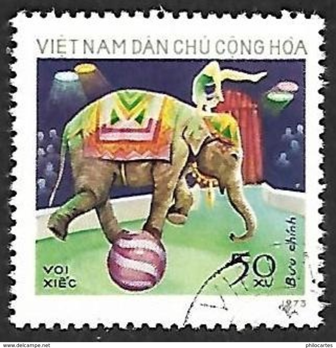 VIETNAM Du NORD 1973 - YT 811 - Elephant Au Cirque   - Oblitéré - Viêt-Nam