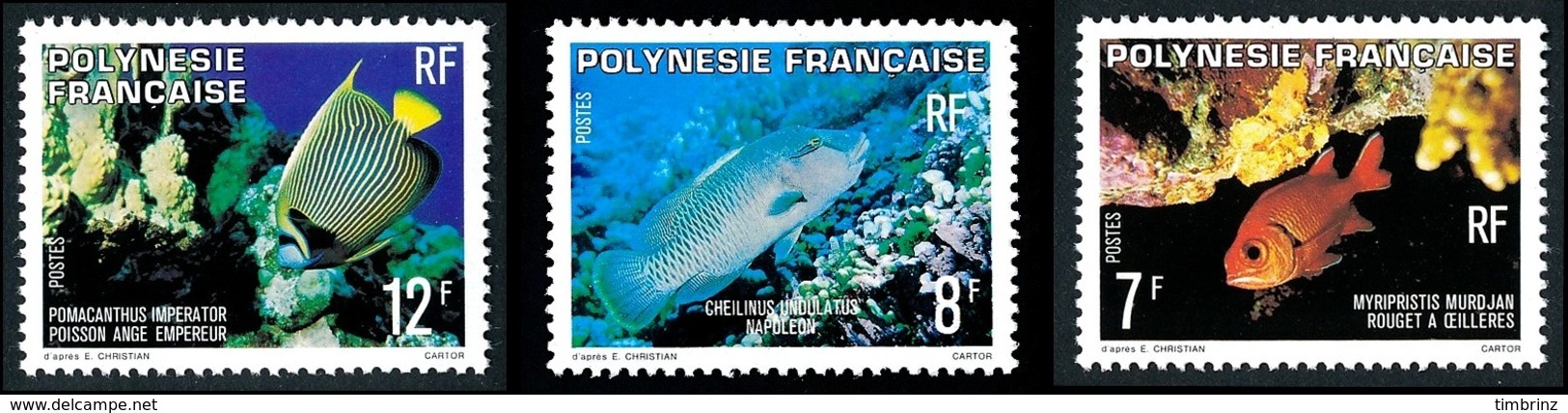 POLYNESIE 1980 - Yv. 147 148 Et 149 **   Cote= 3,95 EUR - Poissons Rouget, Napoléon, Ange (3 Val.)  ..Réf.POL24477 - Ungebraucht