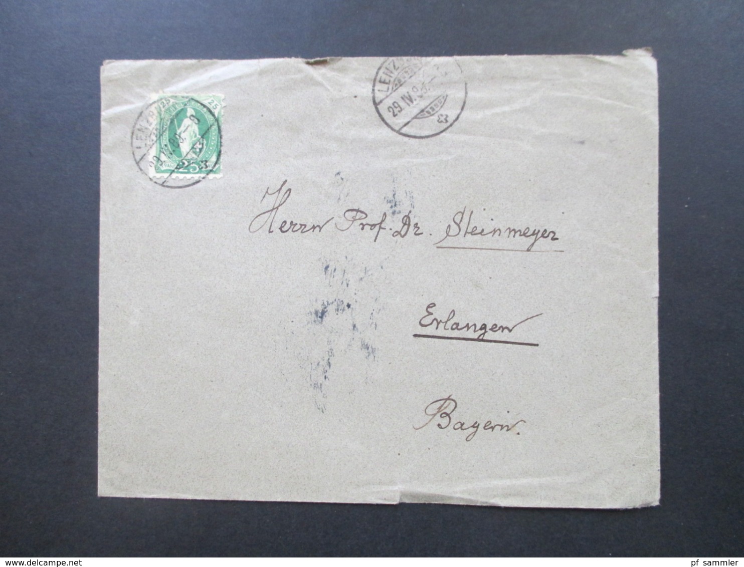 Schweiz 1889 Nr. 59 Gezähnt B Farbe ?? EF Brief Nach Erlangen Mit 5 Stempel Interessanter Beleg!! - Lettres & Documents