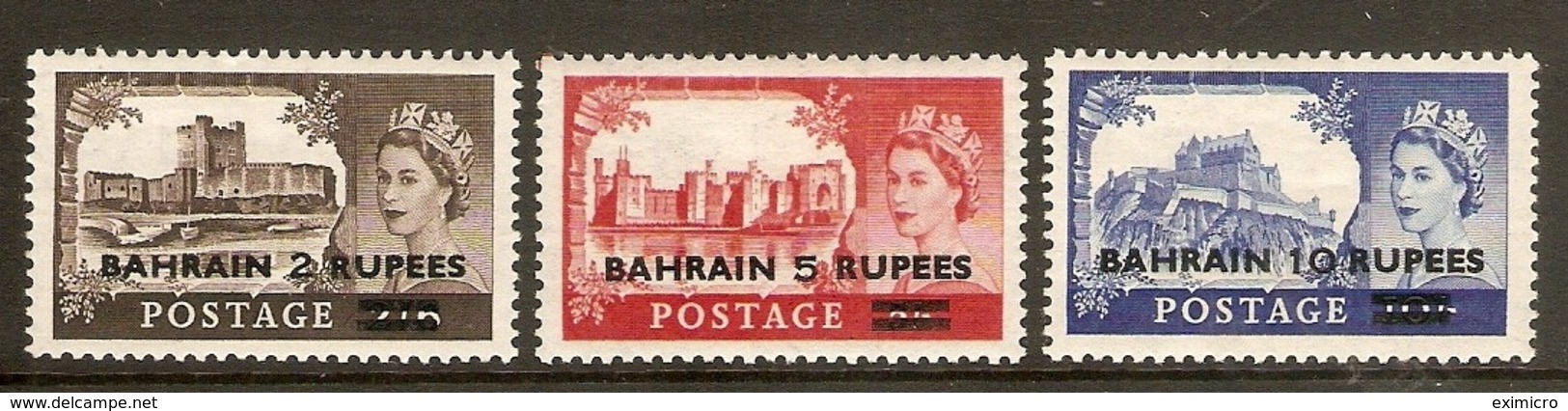 BAHRAIN 1955 CASTLES SET SG 94/96 LIGHTLY MOUNTED MINT Cat £40 - Bahrain (...-1965)