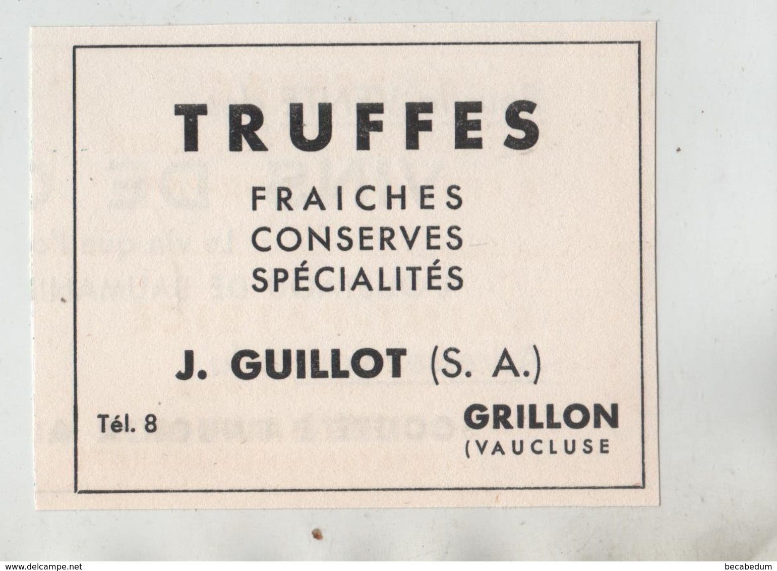 Publicité Truffes Guillot Grillon Vaucluse - Publicidad